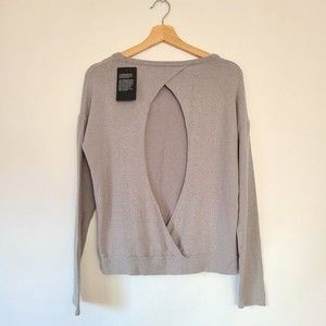 Chaser Plain Cozy Lounge Grey Keyhole Back Fuzzy Sweatshirt Size M